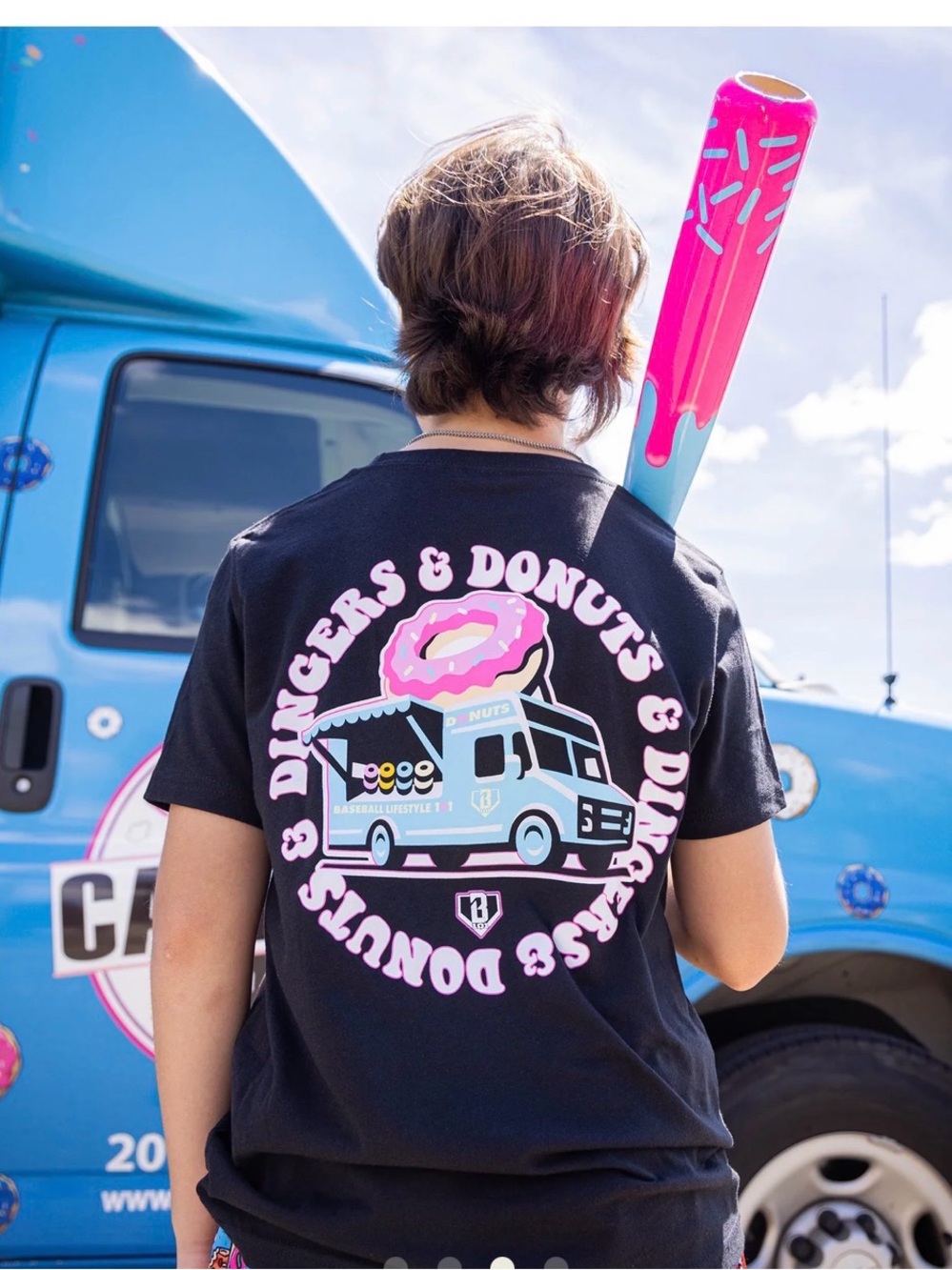 NWT Baseball Lifestyle 101 Adult White Graphic Tee Shirt Donut Truck - Size YL